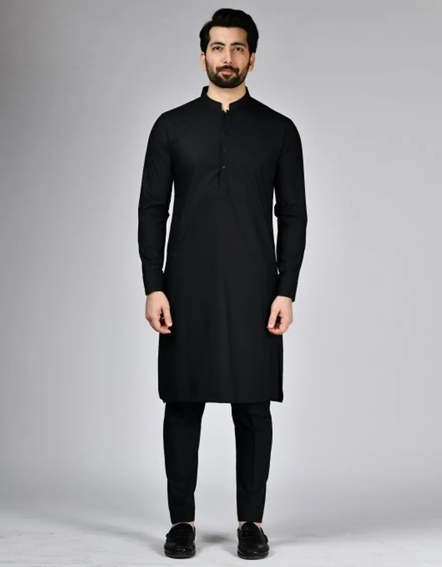 BLACK BLENDED KURTA TROUSERS | JJKP-A-47506-AP/S25/JJ10252-PN