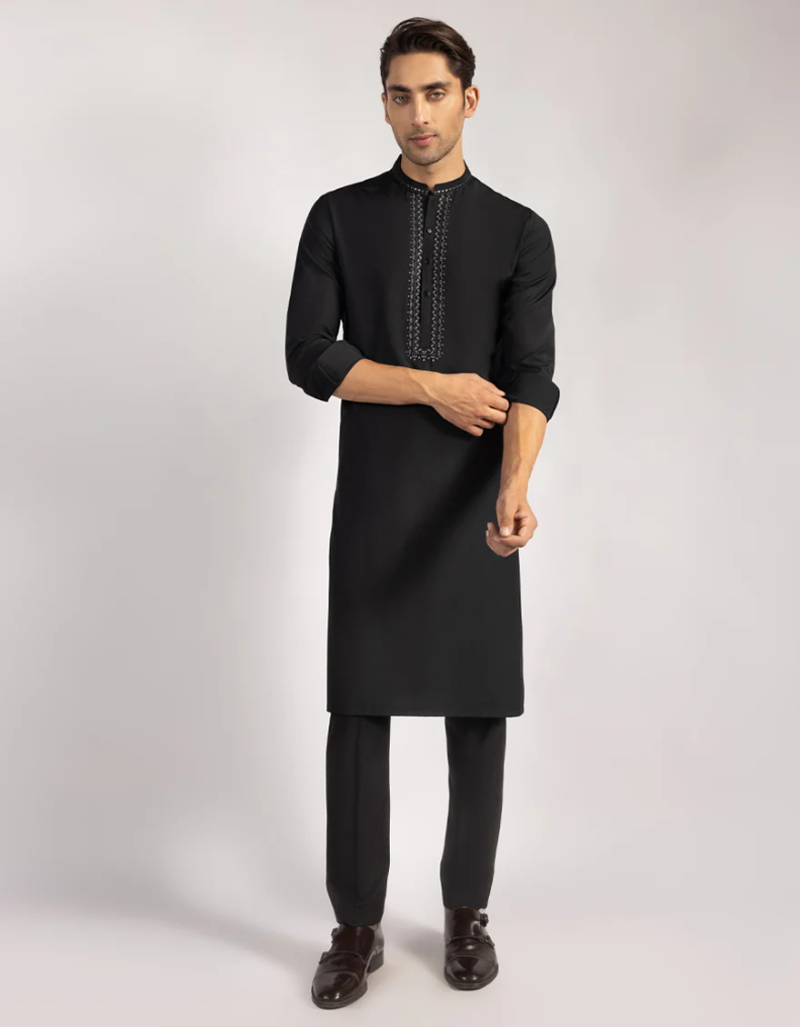 BLACK BLENDED KURTA TROUSERS | JJKP-A-50325/S25/JJ10164-FL