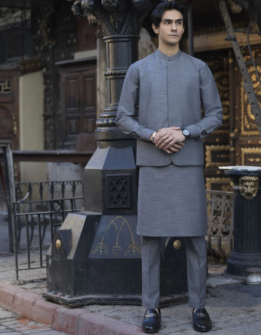 GREY KURTA TROUSERS | JJKP-S-US-40240/S22/JJ7662-PN
