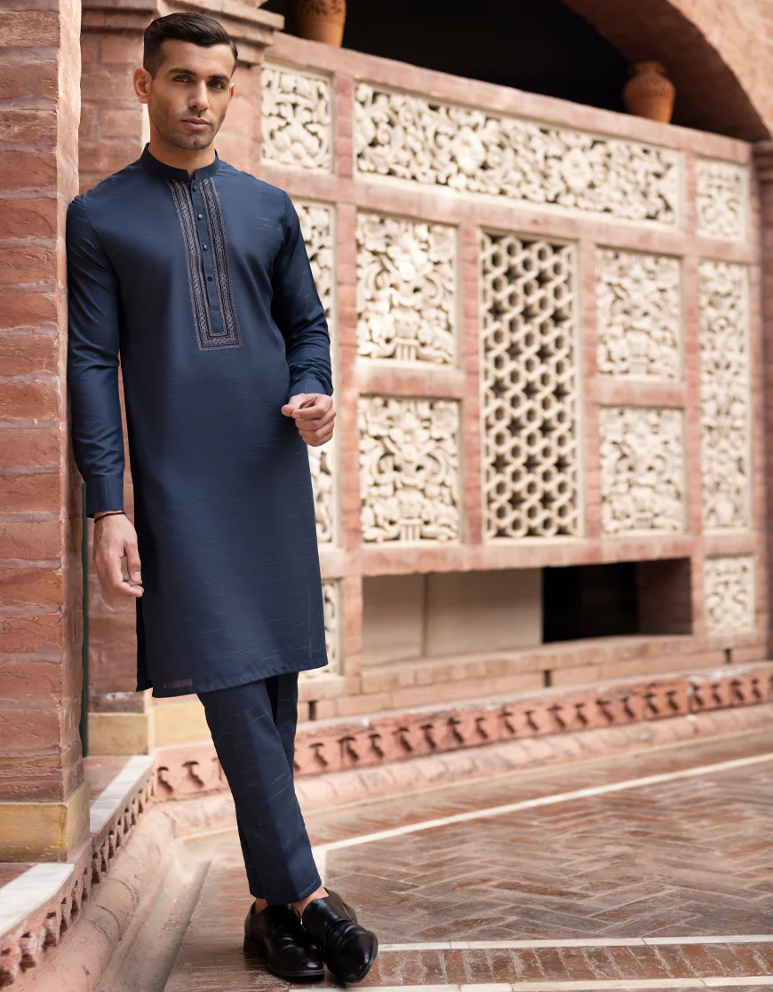 BLUE BLENDED KURTA TROUSERS | JJKP-S-US-47018/S23/JJ8784-FL