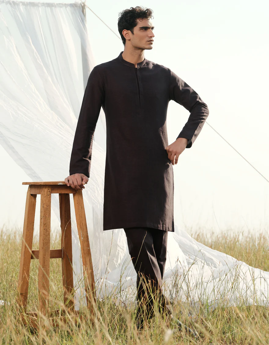 DARK MAROON COTTON KURTA TROUSERS | JJKP-W-47359/S24/JJ9662-FL