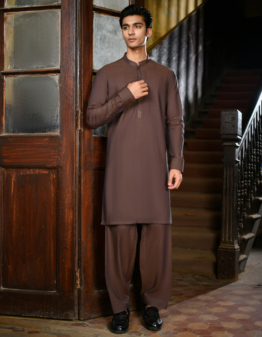 BROWN COTTON KAMEEZ SHALWAR | JJKS-A-32925/S24/JJ8983-CL