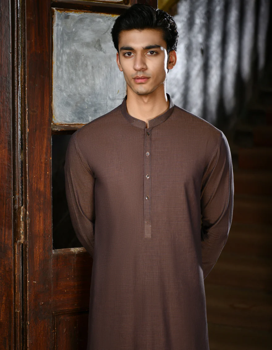 BROWN COTTON KAMEEZ SHALWAR | JJKS-A-32925/S24/JJ8983-CL - Image 2