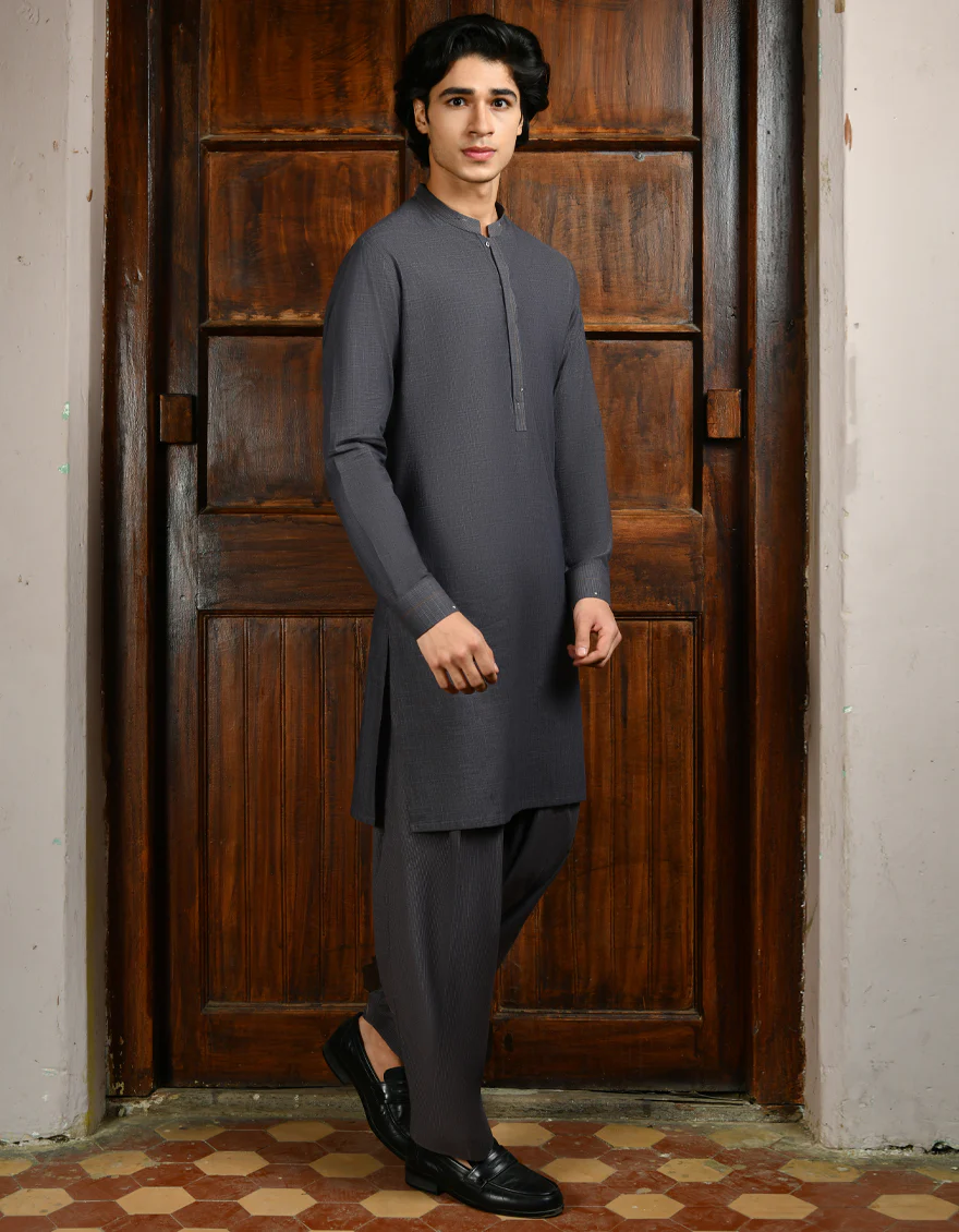GREY COTTON KAMEEZ SHALWAR | JJKS-A-32926/S24/JJ8983-CL