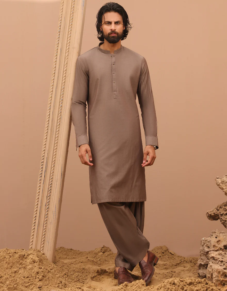 BROWN COTTON KAMEEZ SHALWAR | JJKS-A-32968/S24/JJ8933-CL