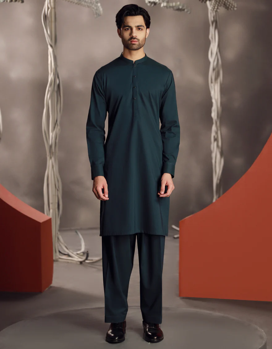 SEA GREEN COTTON KAMEEZ SHALWAR | JJKS-A-33020/S24/JJ9304-PN