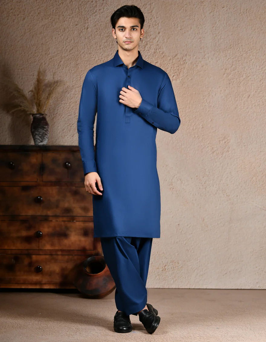 BLUE COTTON KAMEEZ SHALWAR | JJKS-A-33200/S25/JJ9