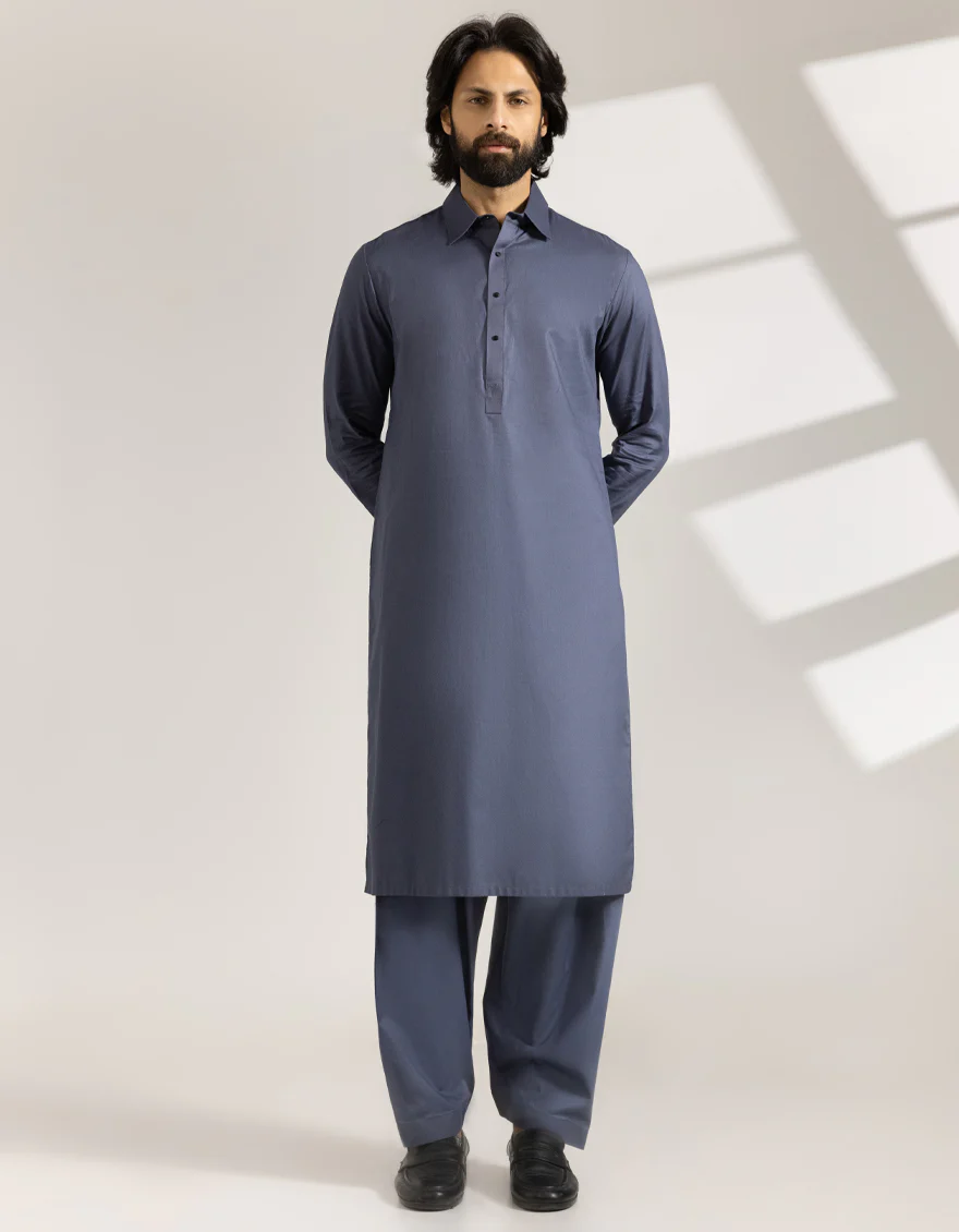 BLUISH GREY COTTON KAMEEZ SHALWAR | JJKS-A-33480/S25/JJ9833-CL