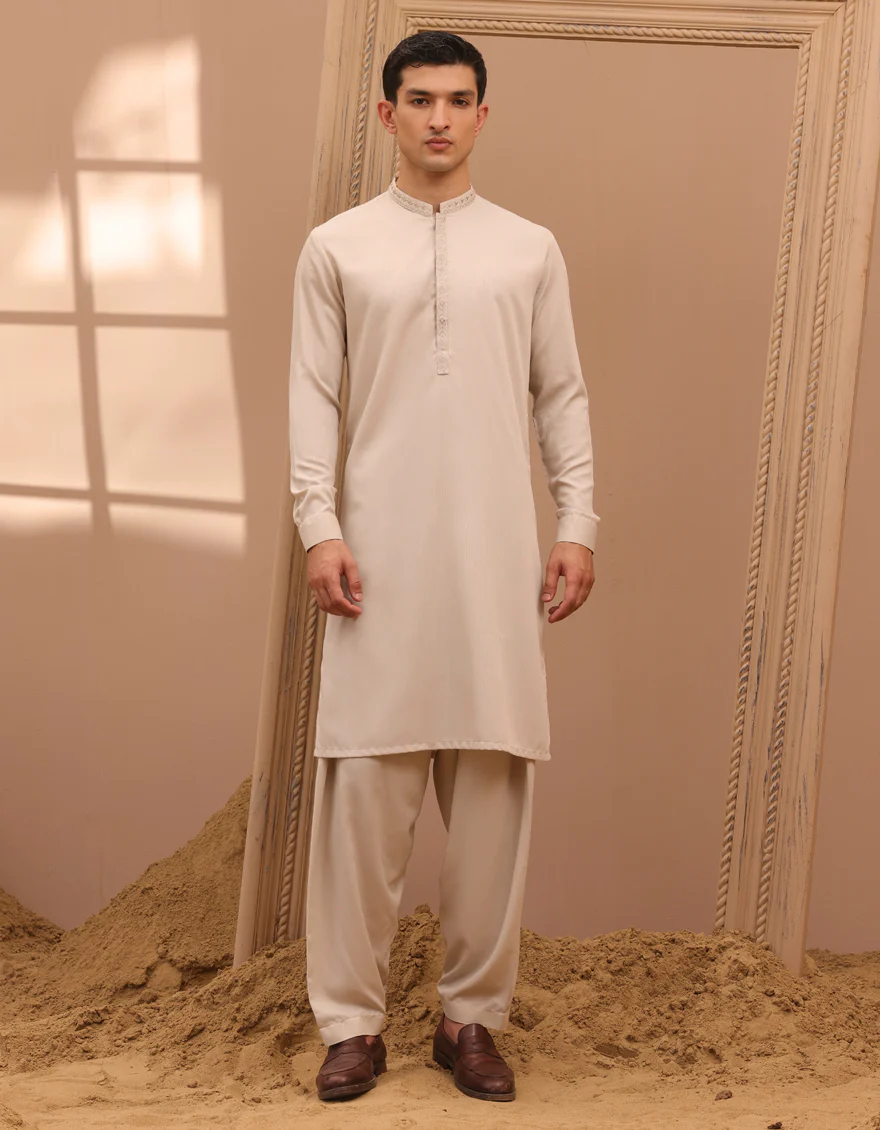 WHITE BLENDED KAMEEZ SHALWAR | JJKS-A-34772/S24/JJ9378-SF