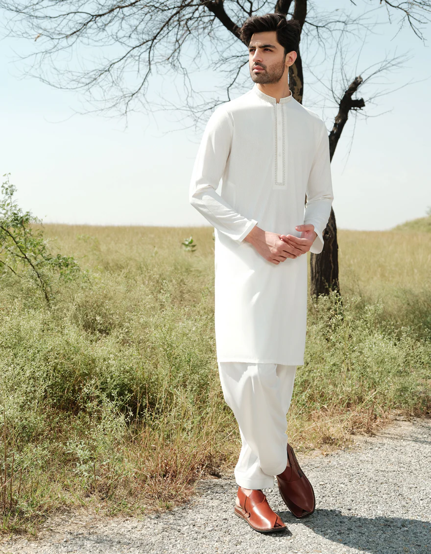 OFF WHITE BLENDED KAMEEZ SHALWAR | JJKS-A-34940/S24/JJ9252-FL
