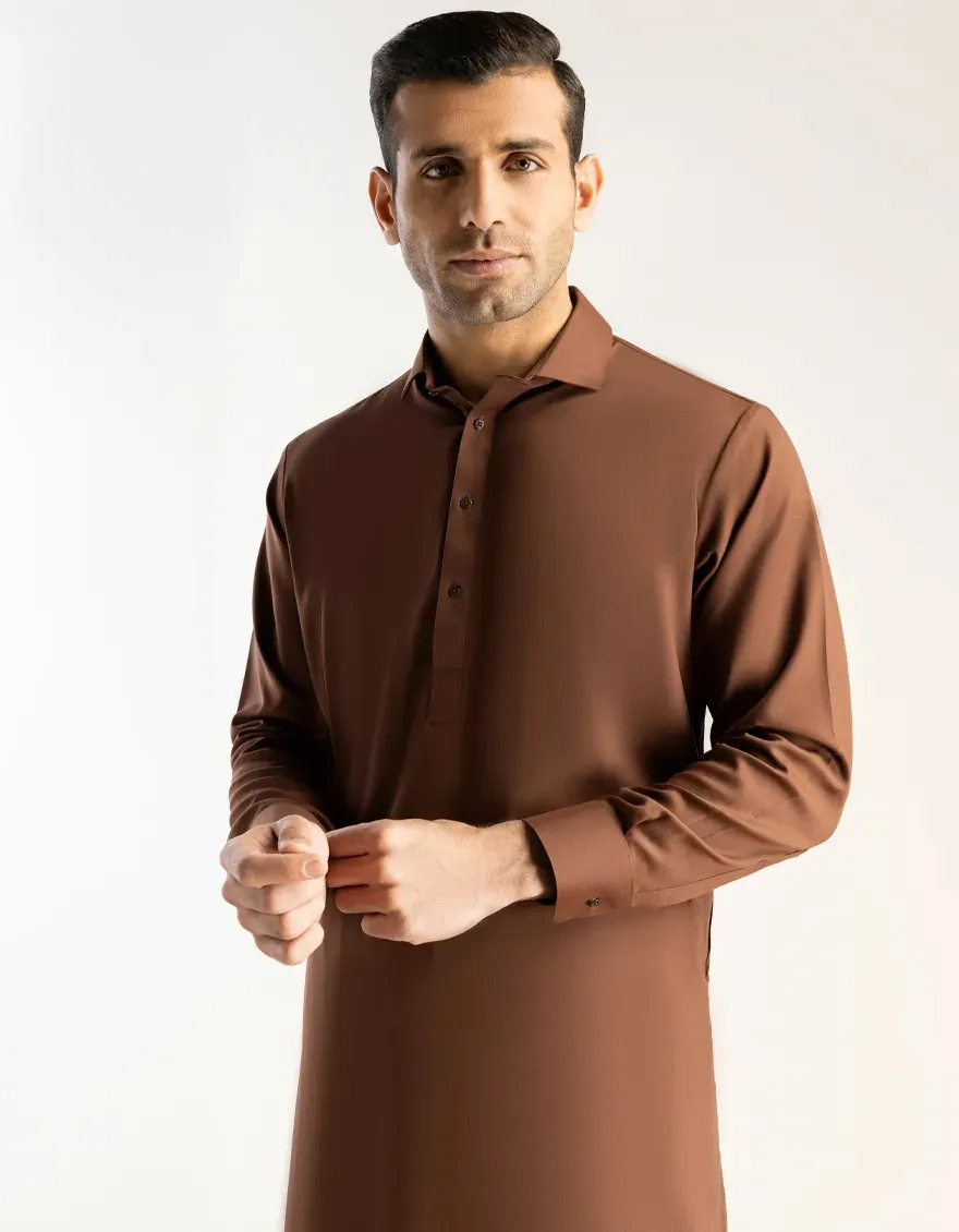 BROWN BLENDED KAMEEZ SHALWAR | JJKS-A-47005-R14-AP/S25/JJ10252-PN - Image 2