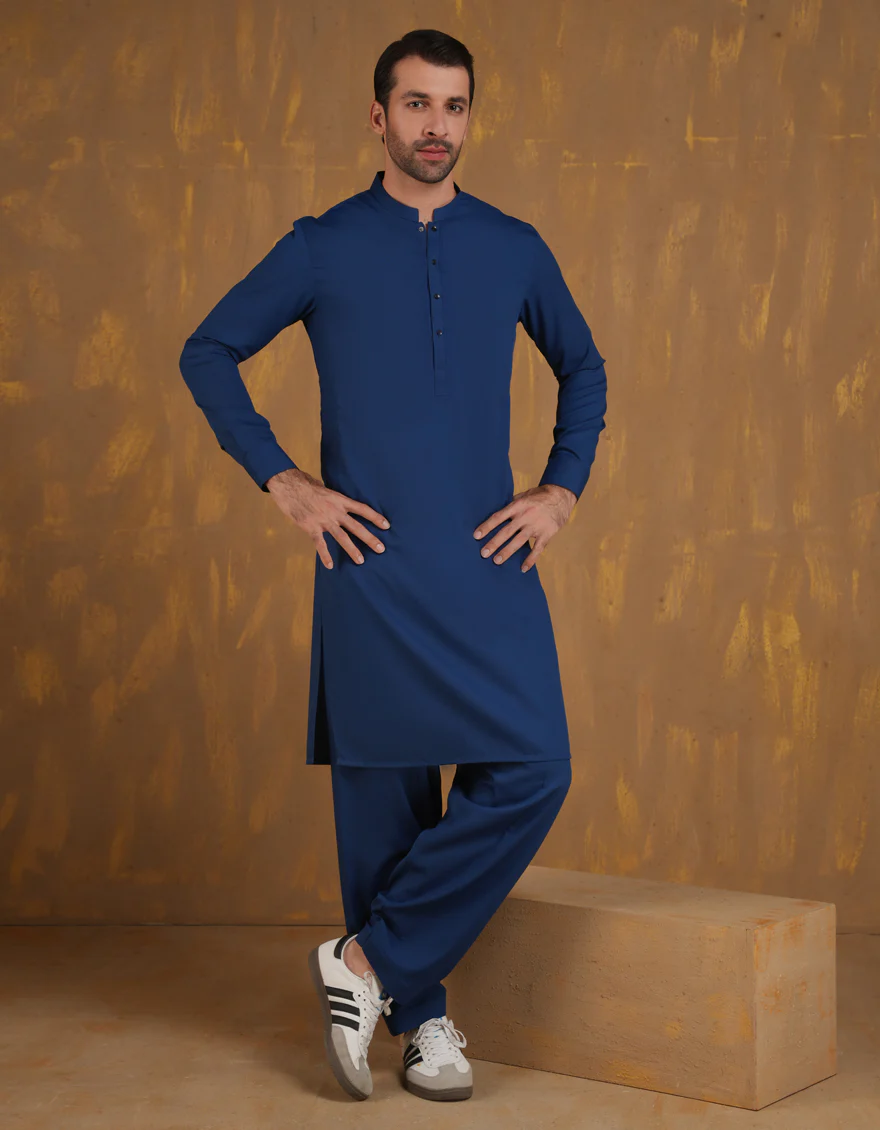 ELECTRIC BLUE BLENDED KAMEEZ SHALWAR | JJKS-A-90501/S24/JJ9663-SF