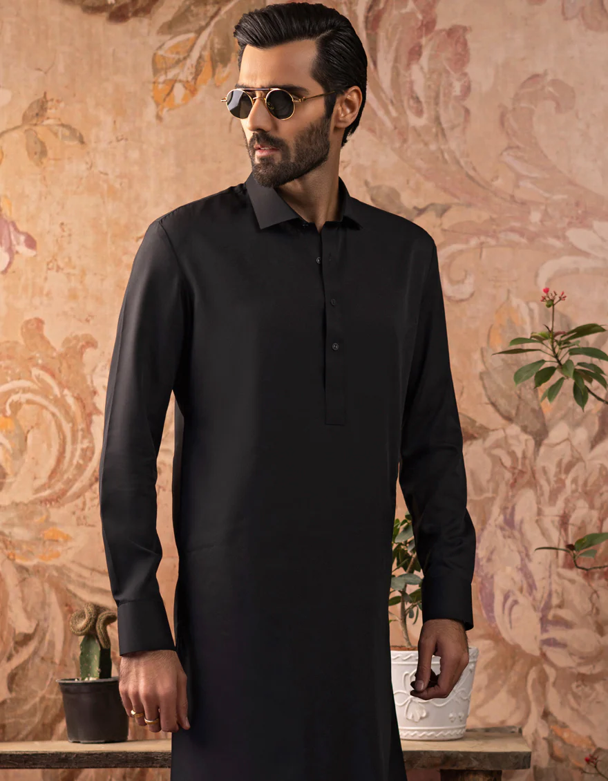 BLACK BLENDED KAMEEZ SHALWAR | JJKS-A-US-30729-R26-AP/S23/JJ8733-PN - Image 2