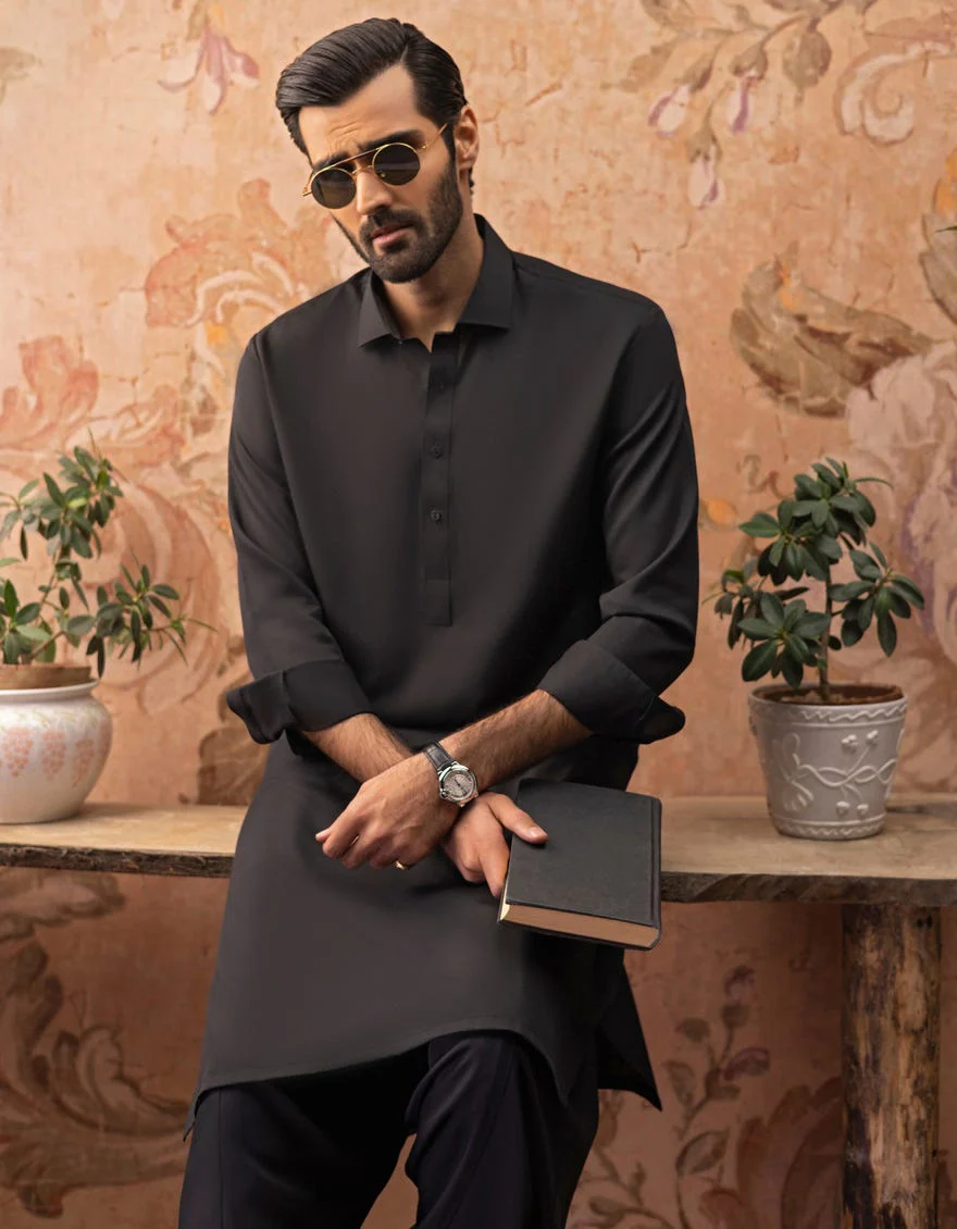 BLACK BLENDED KAMEEZ SHALWAR | JJKS-A-US-30729-R27-AP/S23/JJ8733-PN - Image 2