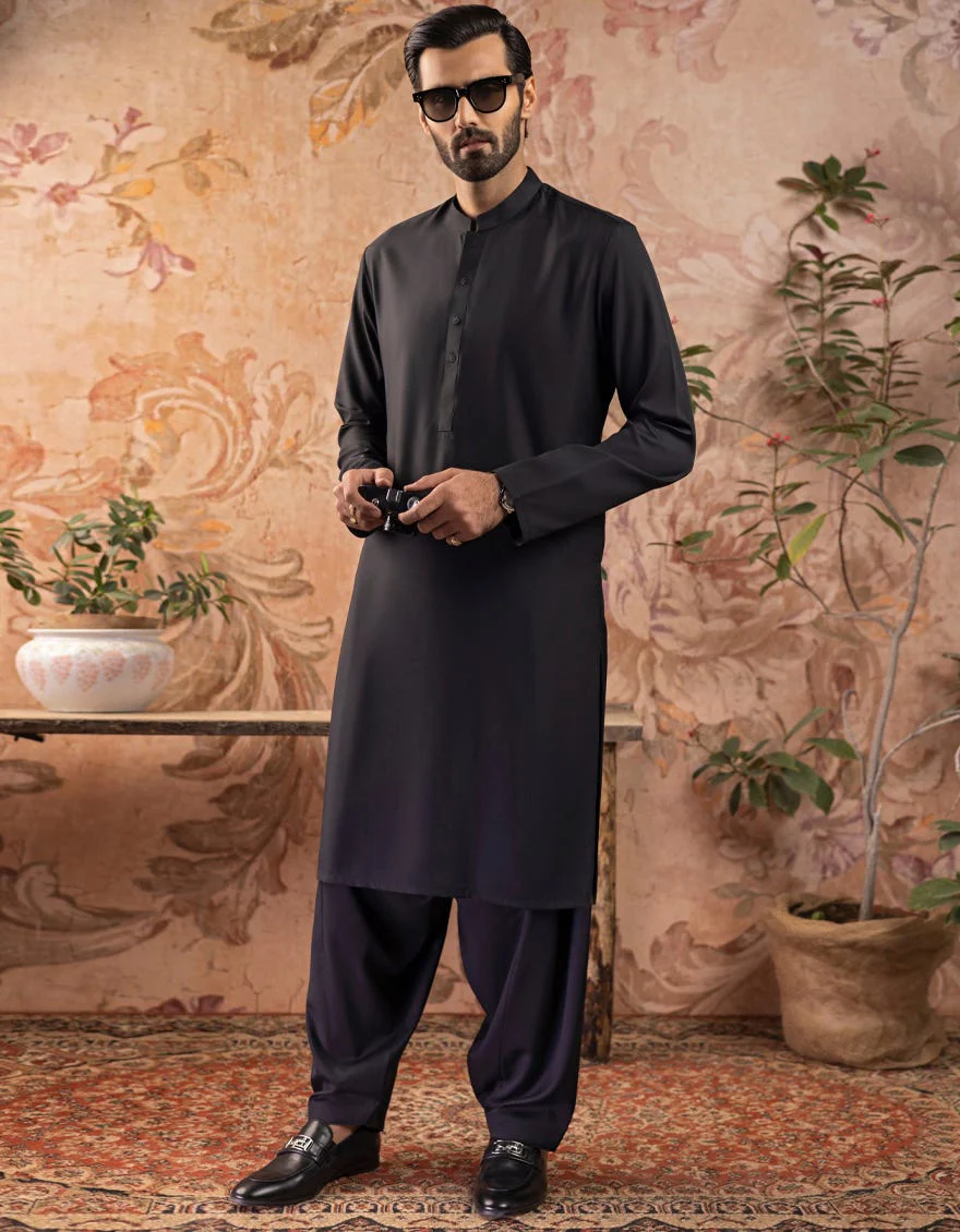 BLACK BLENDED KAMEEZ SHALWAR | JJKS-A-US-30778-R28-AP/S23/JJ8733-PN - Image 4