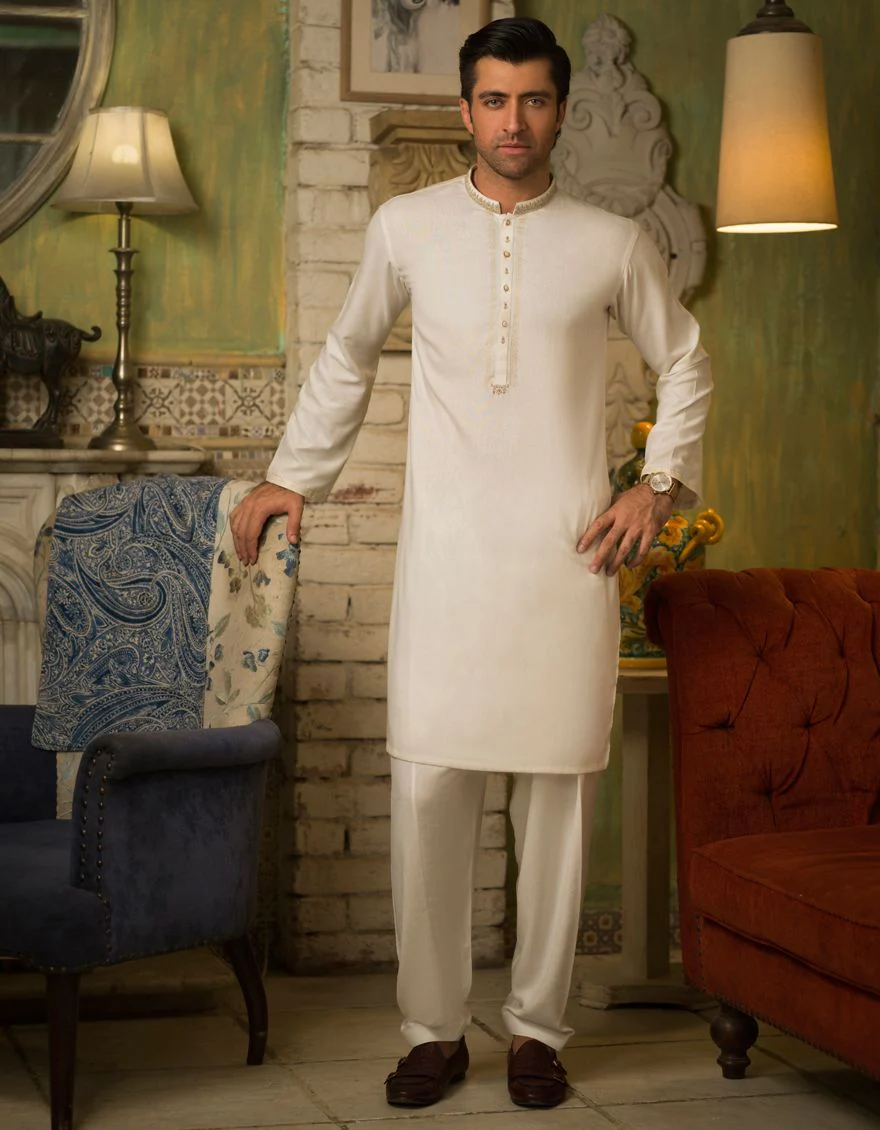 DULL WHITE KAMEEZ SHALWAR | JJKS-A-US-34063/S21/JJ7195-FL