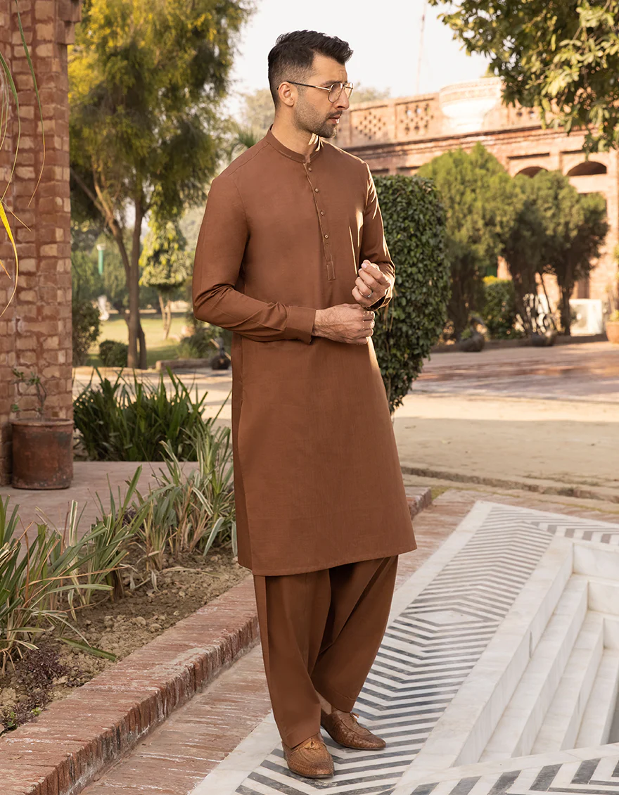 BROWN COTTON KAMEEZ SHALWAR | JJKS-A-US-42335/S22/JJ8106-CL