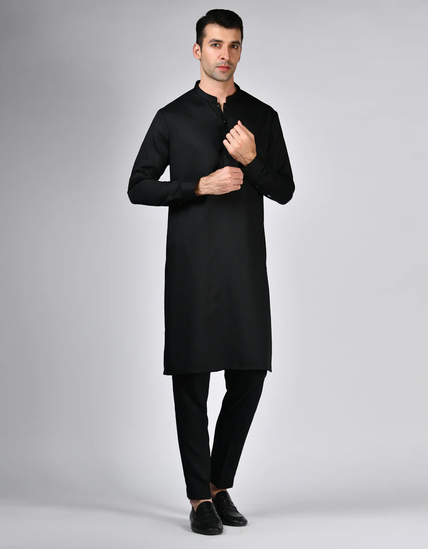 BLACK BLENDED KAMEEZ SHALWAR | JJKS-S-47171/S24/JJ9214-PN