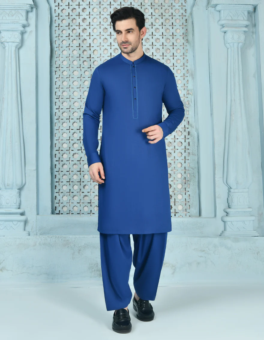 BLUE BLENDED KAMEEZ SHALWAR | JJKS-S-90442/S24/JJ9266-SF