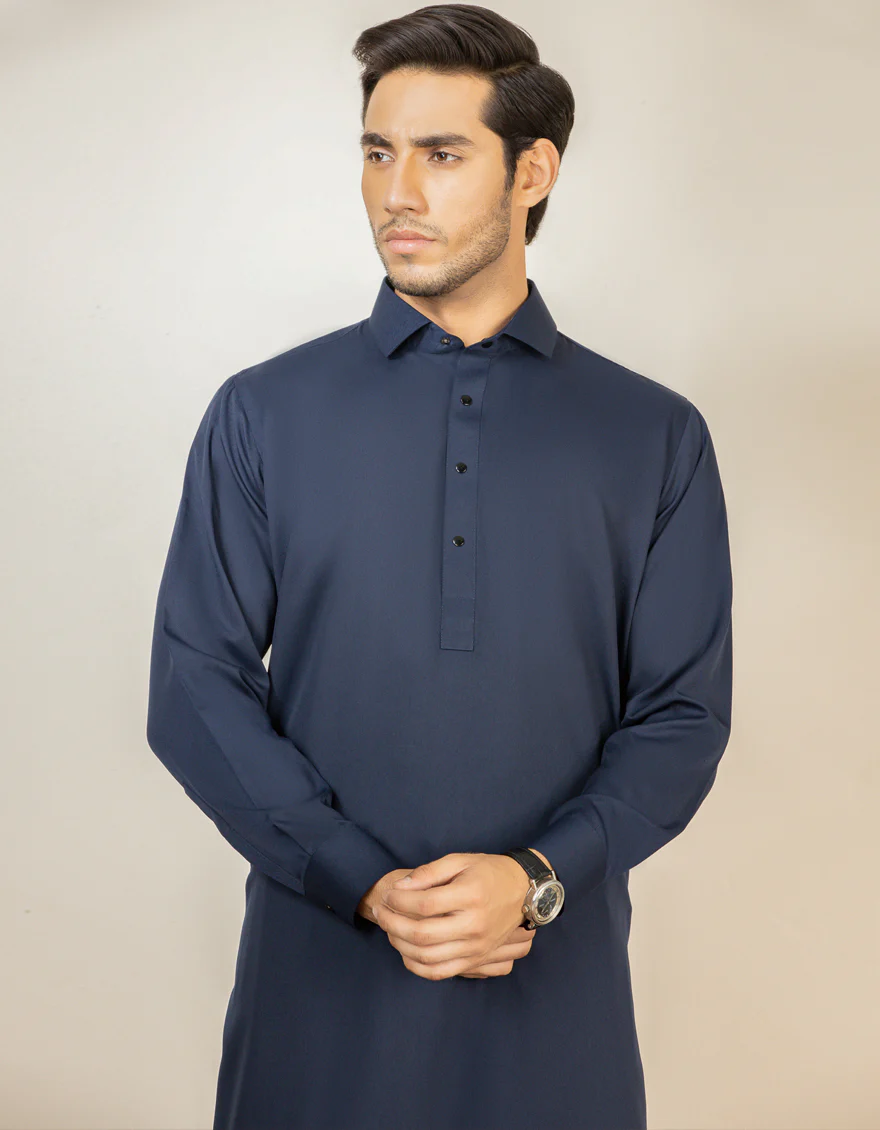 NAVY BLUE BLENDED BLUE KAMEEZ SHALWAR | JJKS-S-US-30779-R24-AP/S23/JJ8733-PN - Image 3