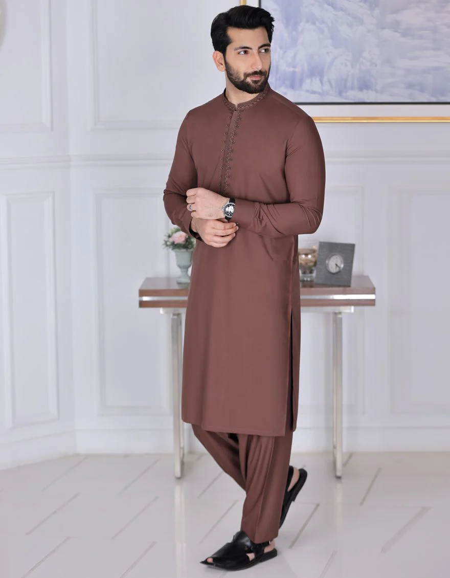 BROWN KAMEEZ SHALWAR | JJKS-S-US-34064/S21/JJ7325-SF