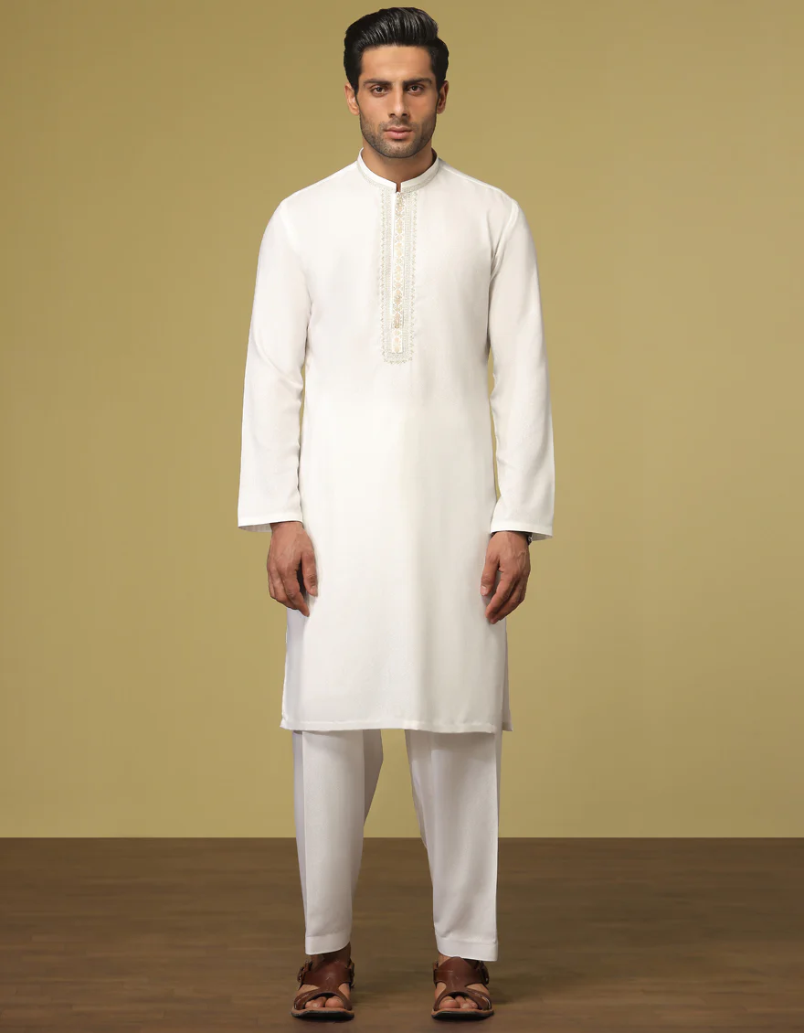 WHITE BLENDED KAMEEZ SHALWAR | JJKS-S-US-34191/S22/JJ7568-FL