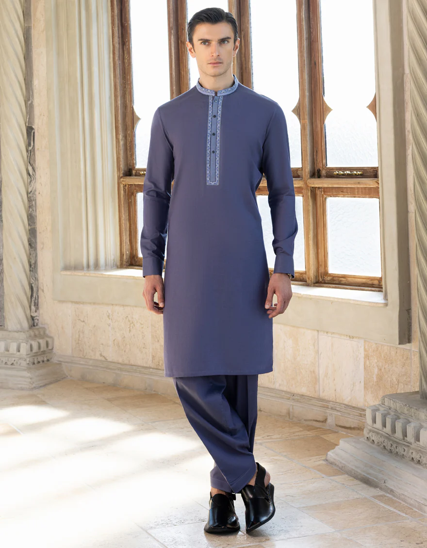 BLUE COTTON KAMEEZ SHALWAR | JJKS-S-US-34295/S23/JJ8648-SF