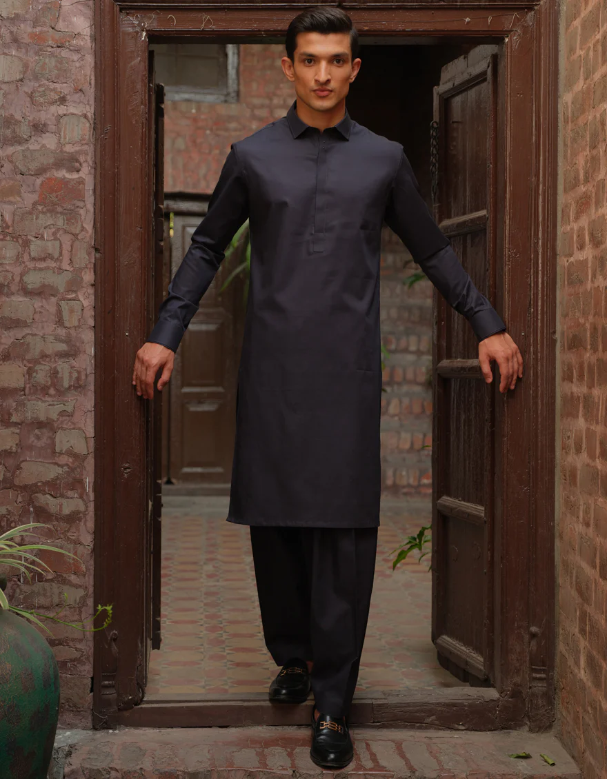 CHARCOAL GREY COTTON KAMEEZ SHALWAR | JJKS-S-US-36888/S22/JJ8132-CL