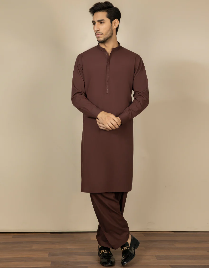 MAROON BLENDED KAMEEZ SHALWAR | JJKS-S-US-37609/S22/JJ7628-SF