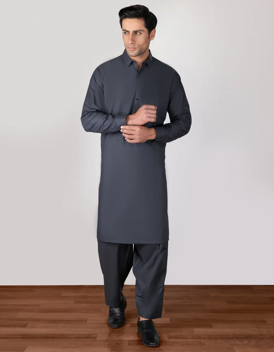 GREY COTTON KAMEEZ SHALWAR | JJKS-S-US-37657/S23/JJ8250-EX
