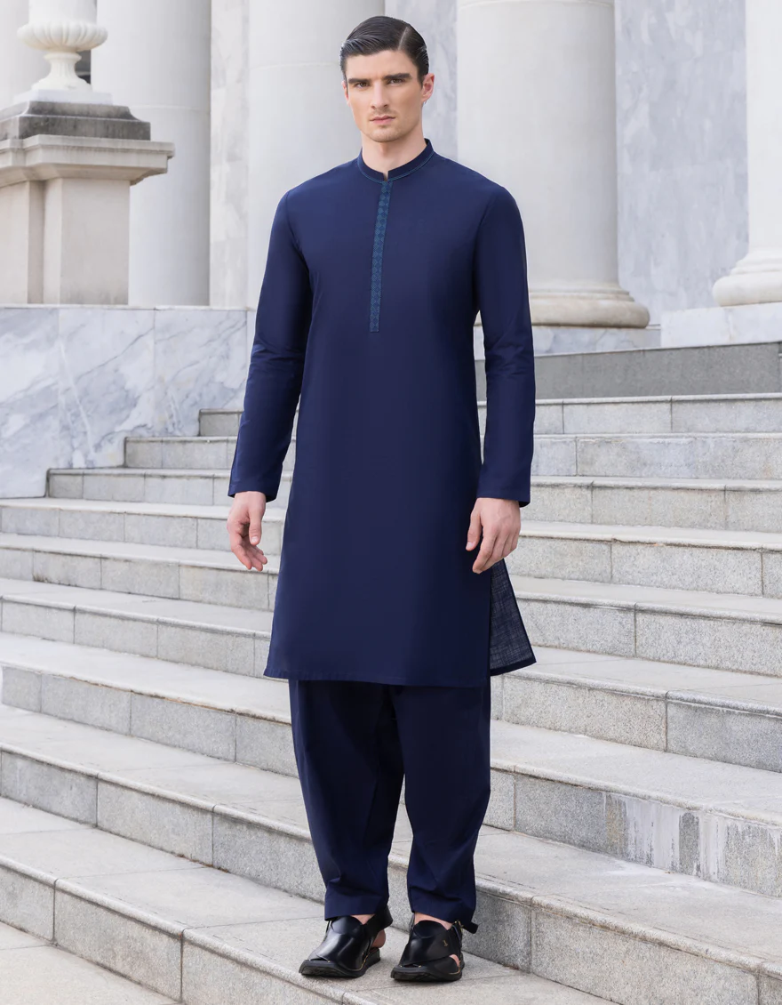 MIDNIGHT BLUE COTTON KAMEEZ SHALWAR | JJKS-S-US-37709/S23/JJ8293-SF