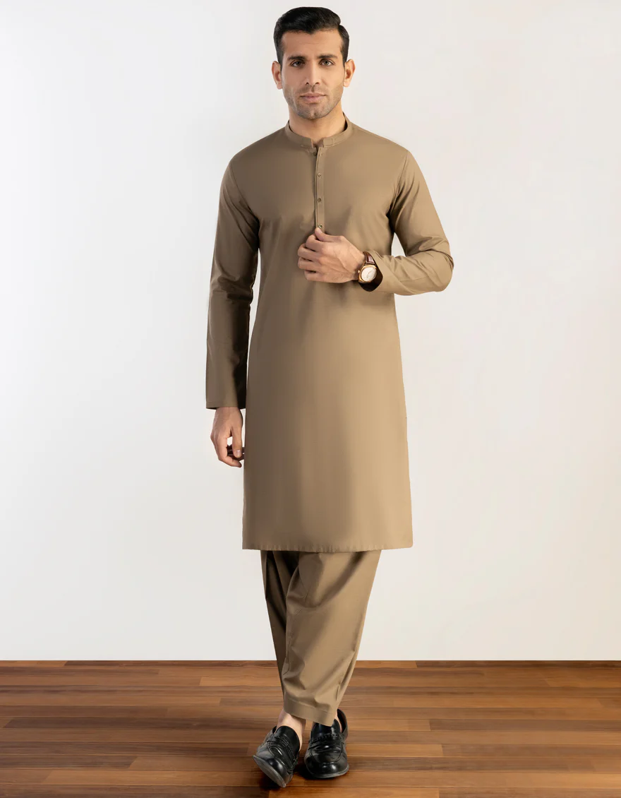 MUD BROWN BLENDED KAMEEZ SHALWAR | JJKS-S-US-37757/S23/JJ8284-PN