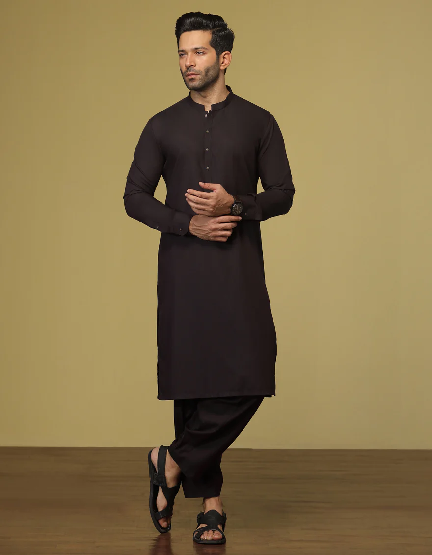 MAROON BLENDED KAMEEZ SHALWAR | JJKS-S-US-40319/S22/JJ8234-PN