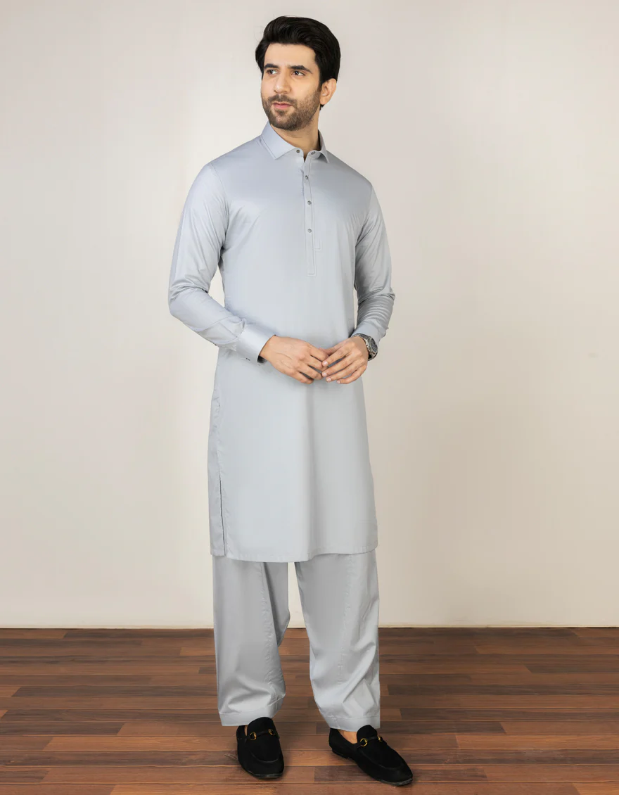 GREY COTTON KAMEEZ SHALWAR | JJKS-S-US-47002/S23/JJ8769-EX