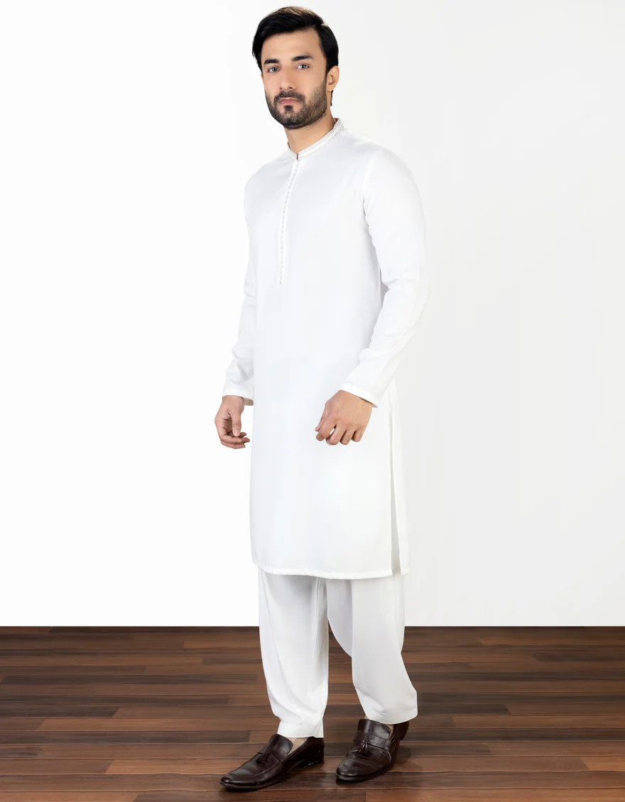 OFF WHITE BLENDED KAMEEZ SHALWAR | JJKS-S-US-47009/S23/JJ8712-FL
