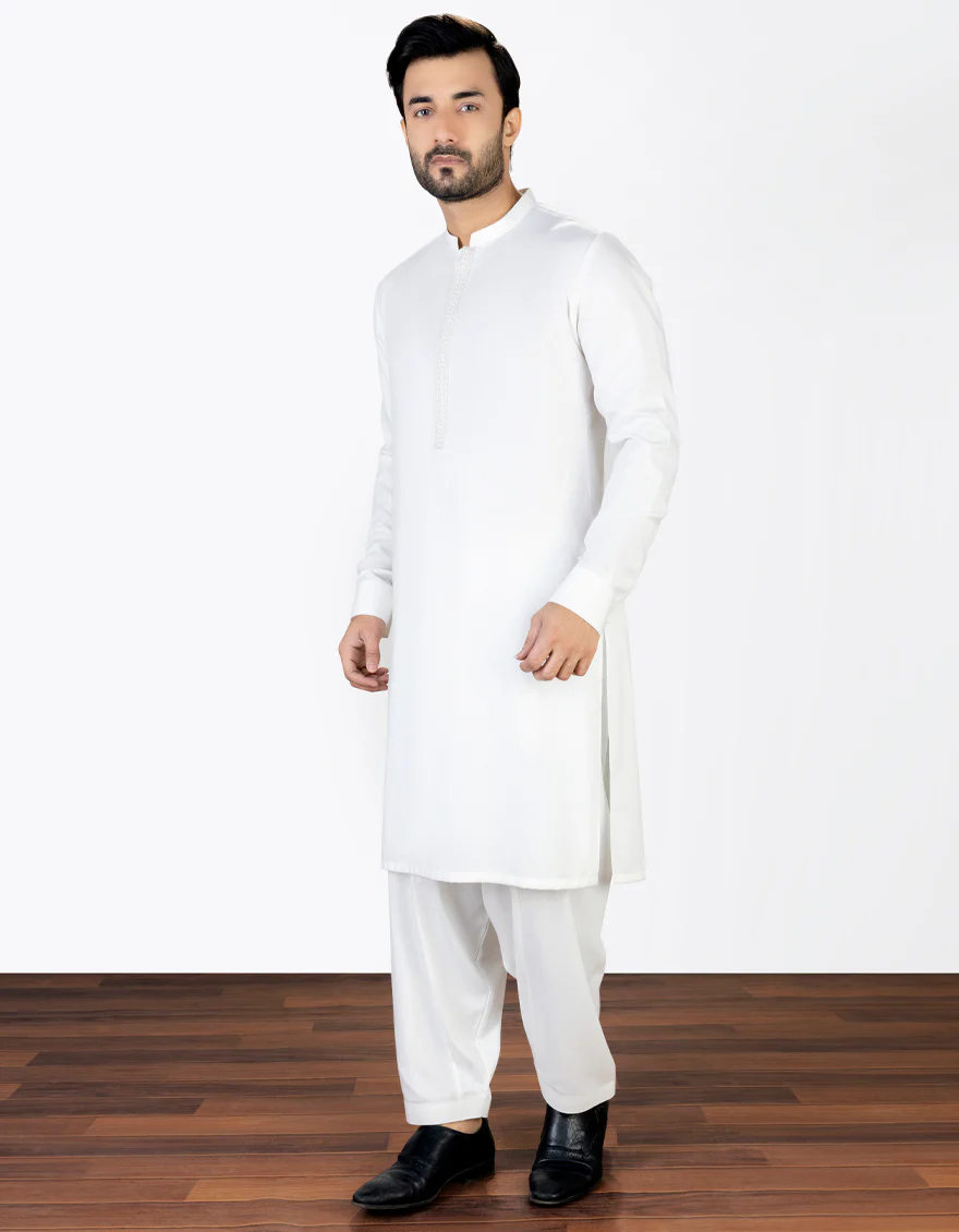 WHITE BLENDED KAMEEZ SHALWAR | JJKS-S-US-47030/S23/JJ8712-FL