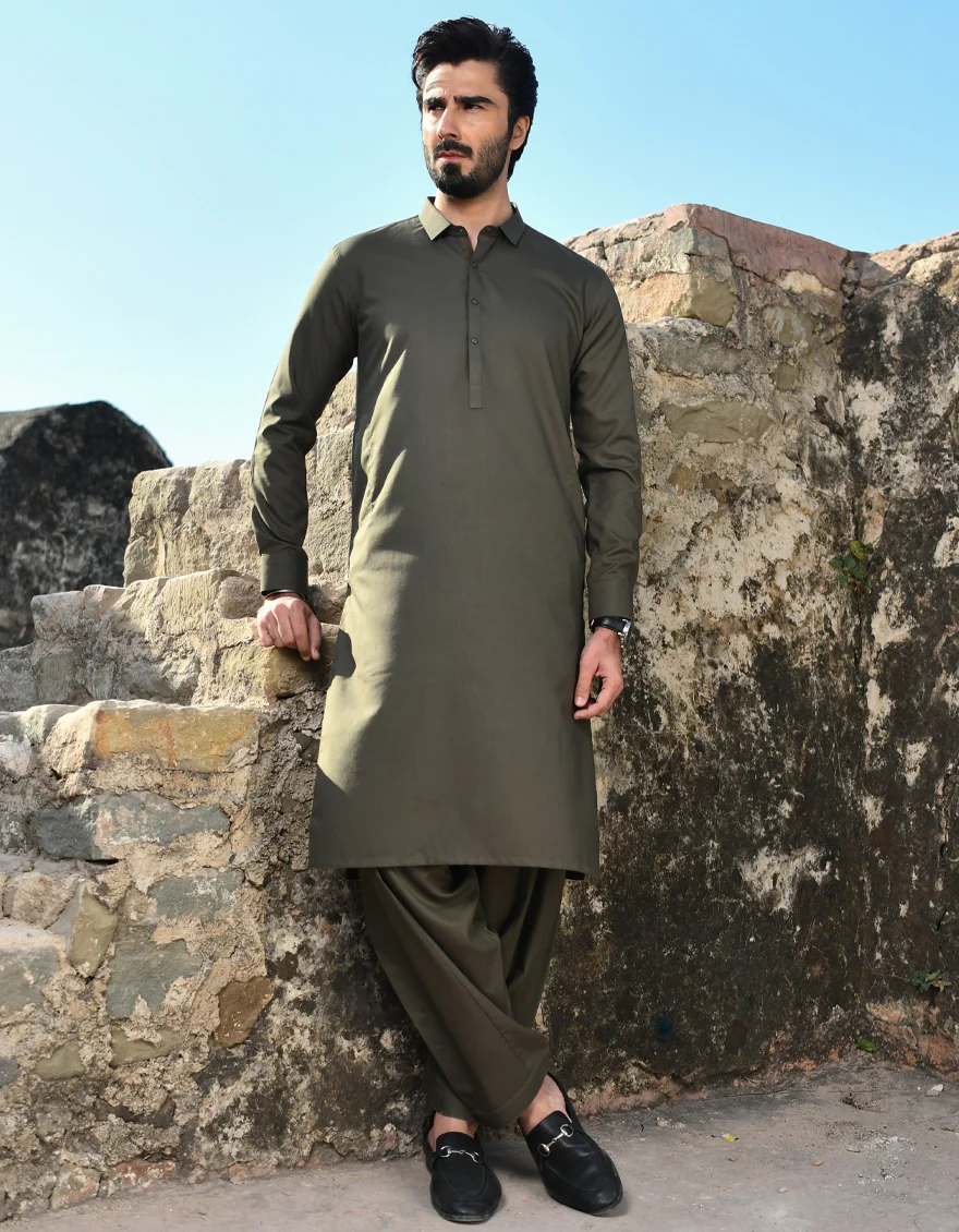 KAYE GREEN BLENDED KAMEEZ SHALWAR | JJKS-US-43236/A23/JJ8868-CL