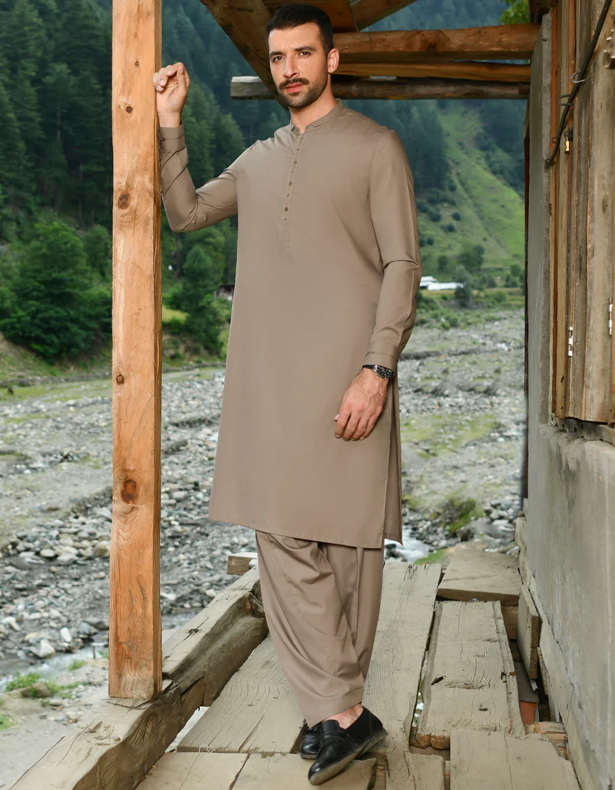 LIGHT BROWN BLENDED KAMEEZ SHALWAR | JJKS-US-44123/A22/JJ8258-CL
