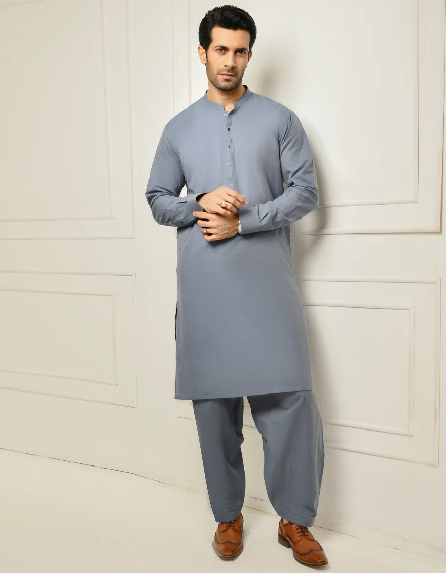 BLUISH GREY COTTON SILK KAMEEZ SHALWAR | JJKS-US-44126/S22/JJ8186-CL