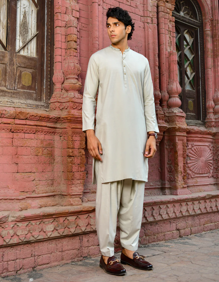 PISTA GREEN BLENDED KAMEEZ SHALWAR | JJKS-US-44230/A23/JJ8820-SF