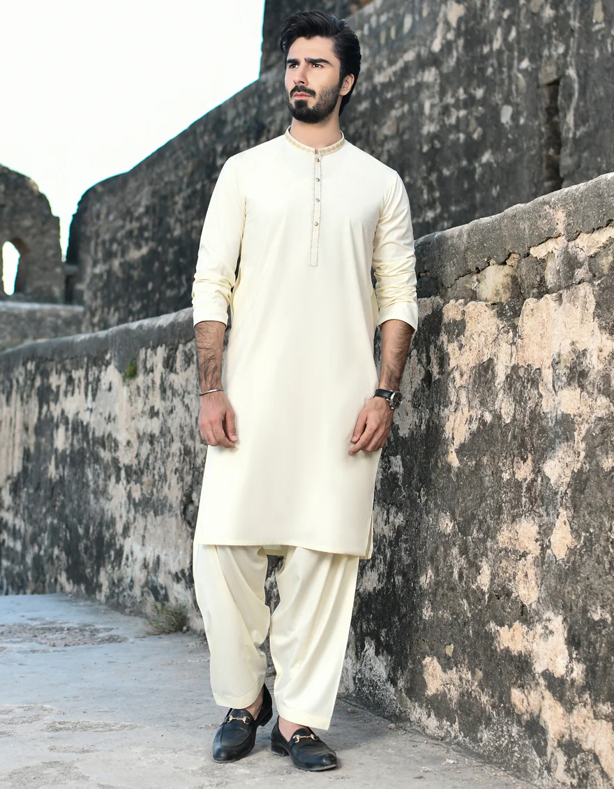 CREAM BLENDED KAMEEZ SHALWAR | JJKS-US-44247/A23/JJ8611-SF