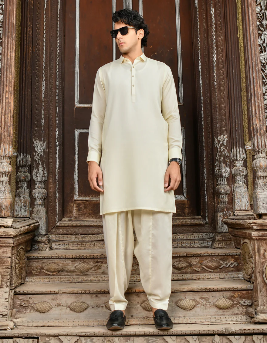 CREAM BLENDED KAMEEZ SHALWAR | JJKS-US-45062/A23/JJ8493-PN