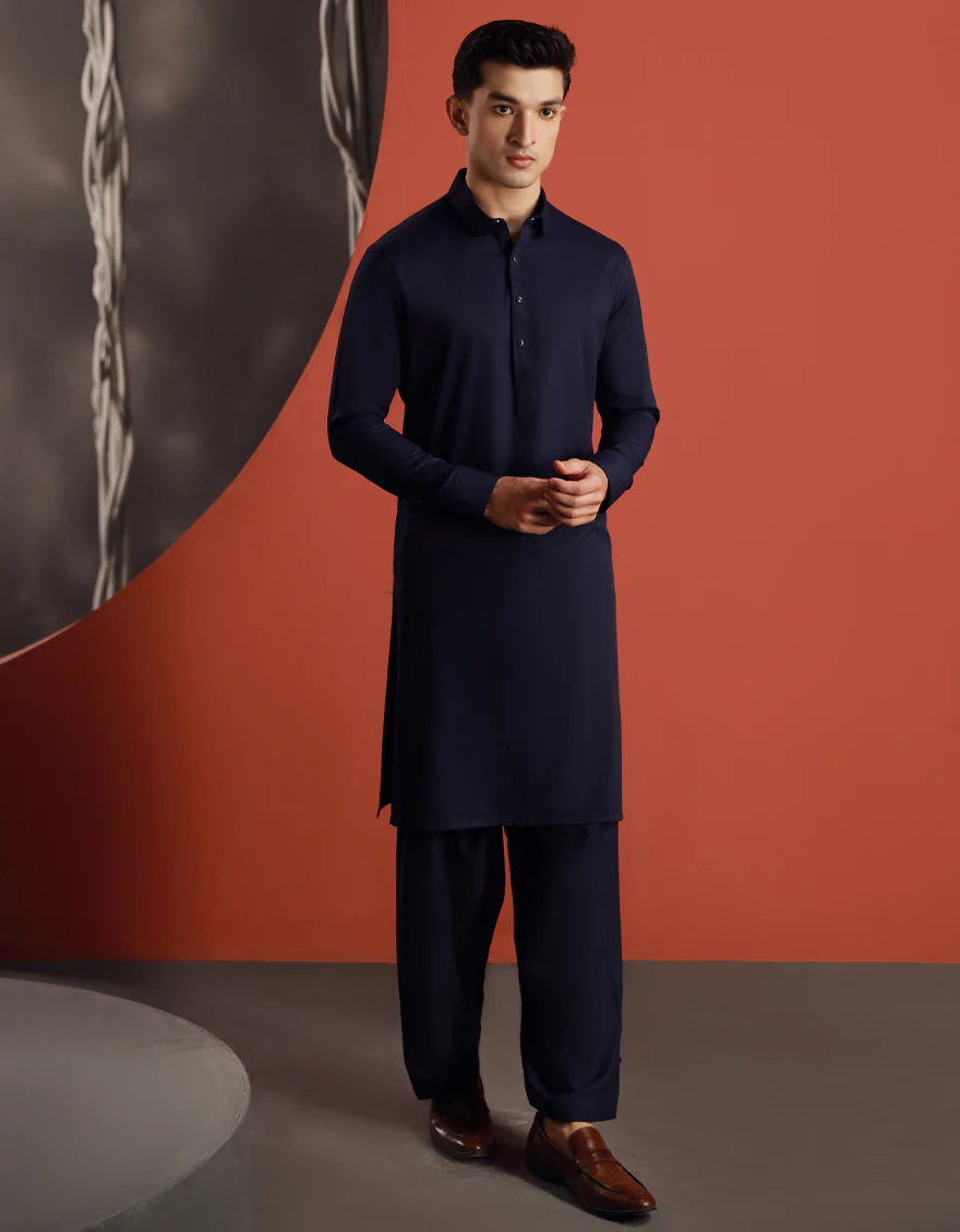 BLUE BLENDED KAMEEZ SHALWAR | JJKS-W-34843/S24/JJ9579-PN
