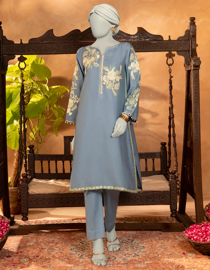 BLUE COTTON NET KURTI | JJLK-S-JFS-25-205 FB/ELFESYA-05