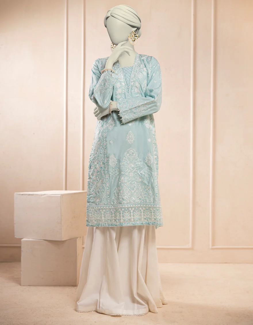 BLUE ORGANZA KURTI | JJLK-S-JFS-25-218 FB