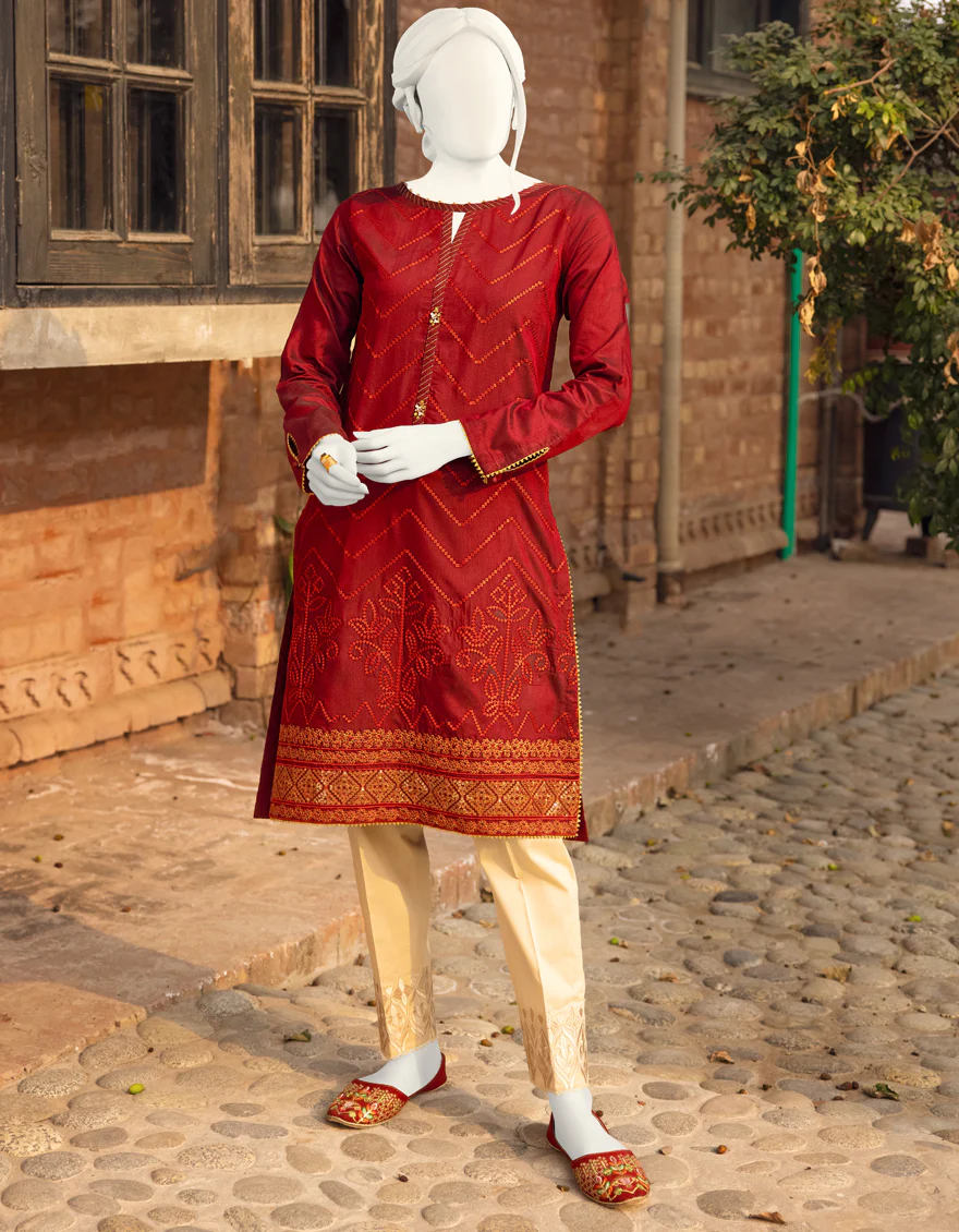MAROON KHADDI KURTI | JJLK-S-JPWK-US-22-721 FB/FF-075