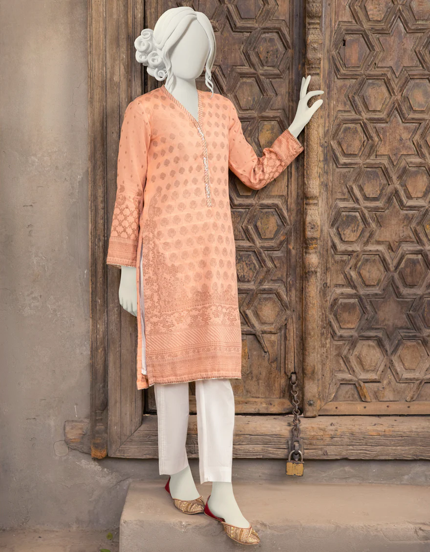 PEACH JACQUARD KURTI | JJLK-S-JPWK-US-22-764 FB/RED