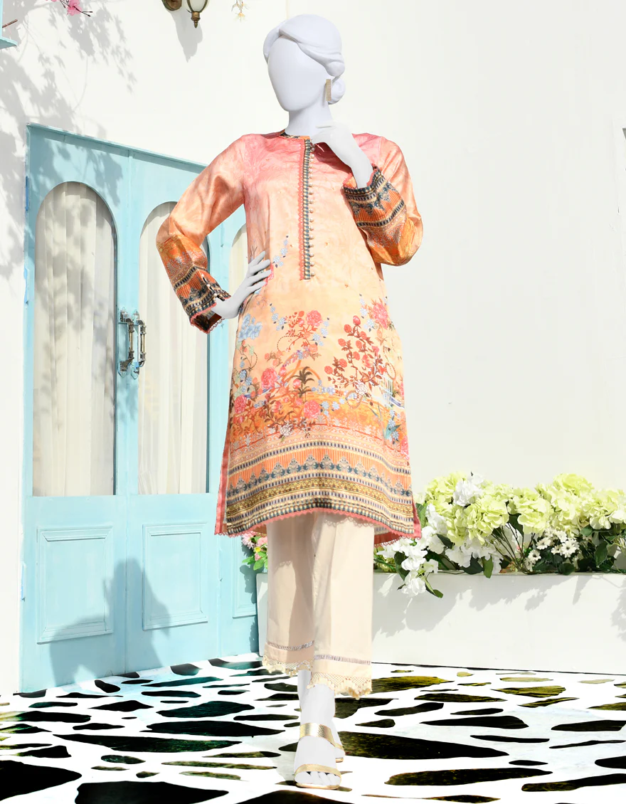 PEACH SILK KURTI | JJLK-S-JPWK-US-23-889 FB/VOGUE