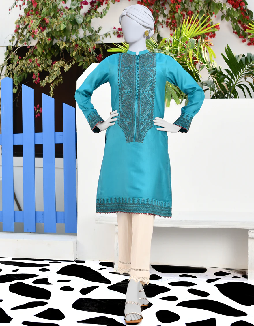 TEAL RAW SILK KURTI | JJLK-S-JPWK-US-23-920 FB/JAR-020