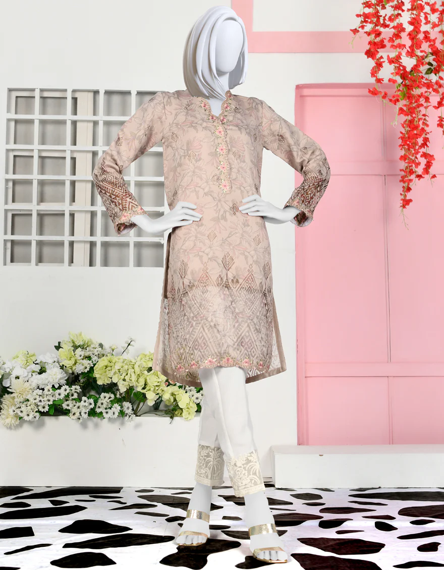 BEIGE ORGANZA KURTI | JJLK-S-JPWK-US-23-927 FB/BURNOUT